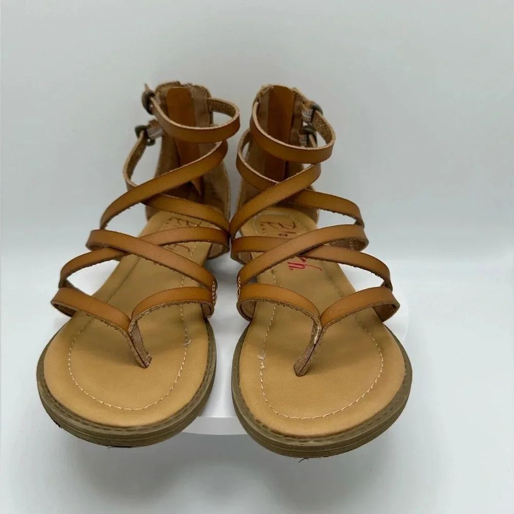 BLOWFISH Girls’ Strappy Leather Sandals, Size 3.5, EUC